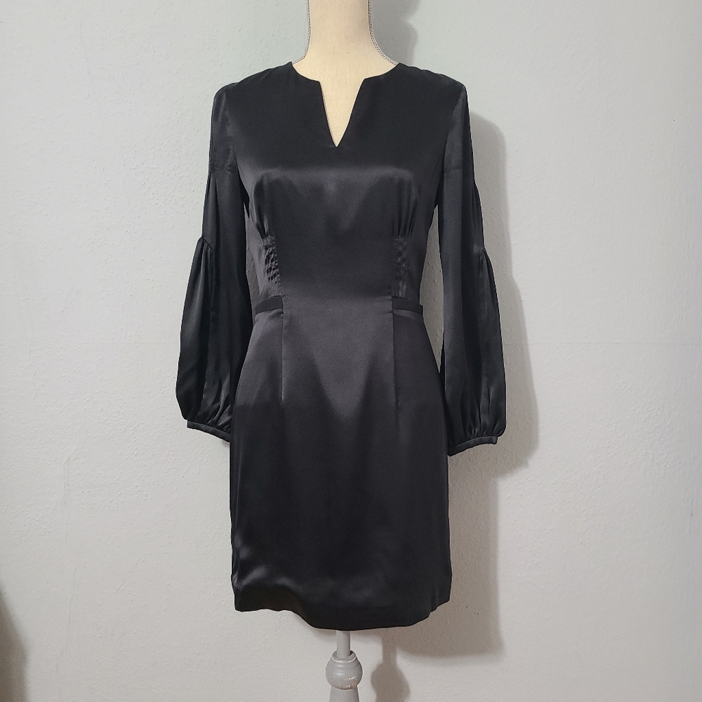 DePloy Demi Couture London Black Silk Long Sleeve Dress Size 8‎